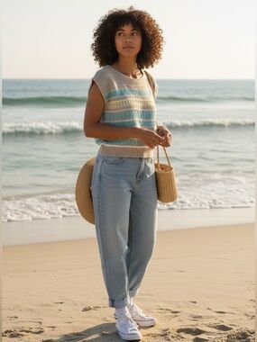 Coastal Grandma Vintage Sleeveless Sweater Medium